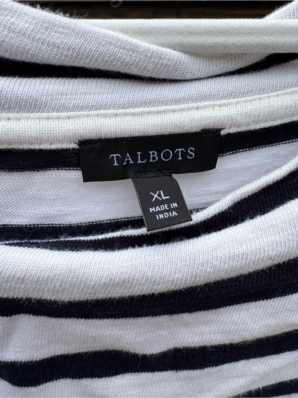 Talbots Blue and White Striped Long Sleeve Tee with Red Embroidery - Picture 4 of 4